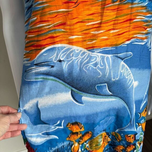 Y2K Tropical Fish Dolphin Hawaiian Beach Lua Dress Swim Wear - Picture 5 of 8